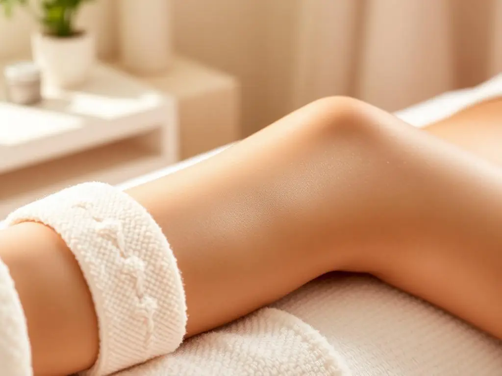 Smooth, freshly waxed leg after a Brazilian and leg wax appointment near San Marcos