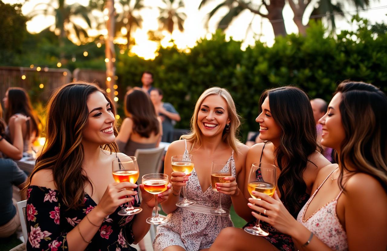 Backyard summer party in Escondido with flawless smooth skin