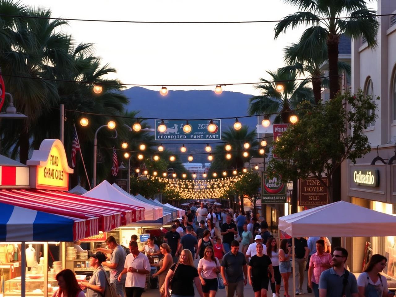 Grand Avenue Festival in Downtown Escondido at golden hour