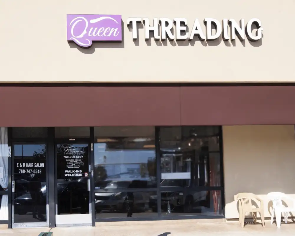 Queen Threading studio exterior at 337 W Felicita Ave, Escondido