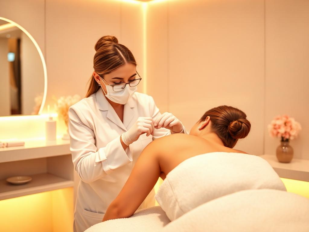 Underarm waxing service in a clean modern studio at Queen Threading