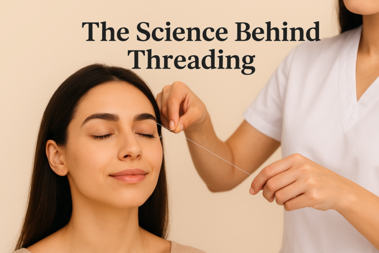 Hero image showing a professional eyebrow threading and tinting service in Escondido, CA, highlighting precise brow shaping and natural beauty