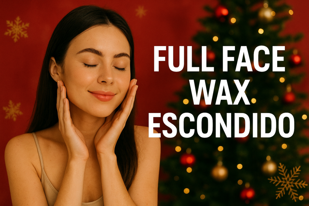 Woman with glowing skin after full face wax in Escondido during the holiday season