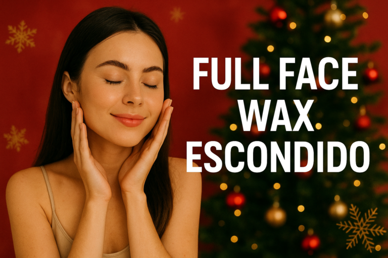 Woman with glowing skin after full face wax in Escondido during the holiday season
